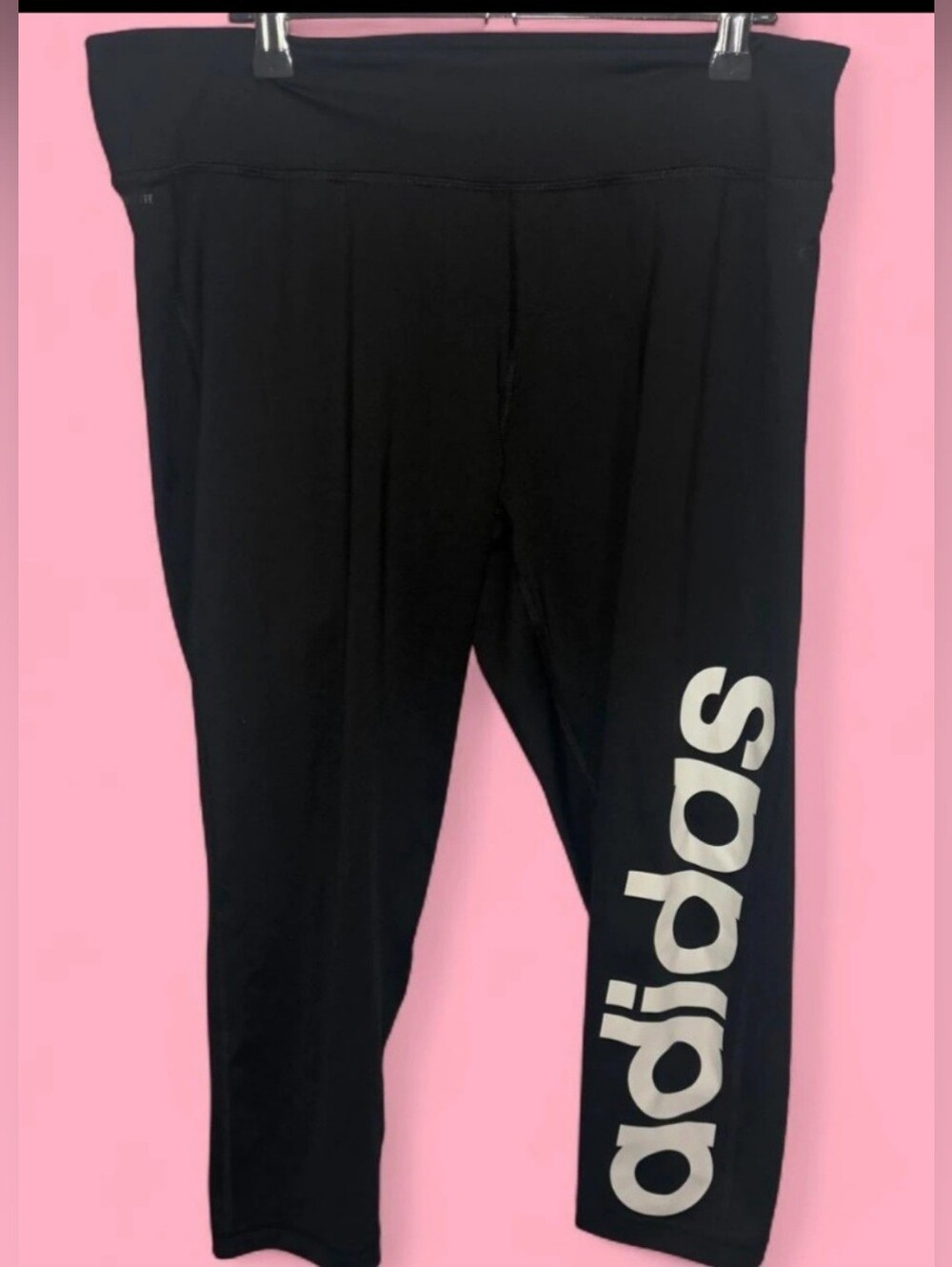 Adidas Black Leggings with White Side Logo